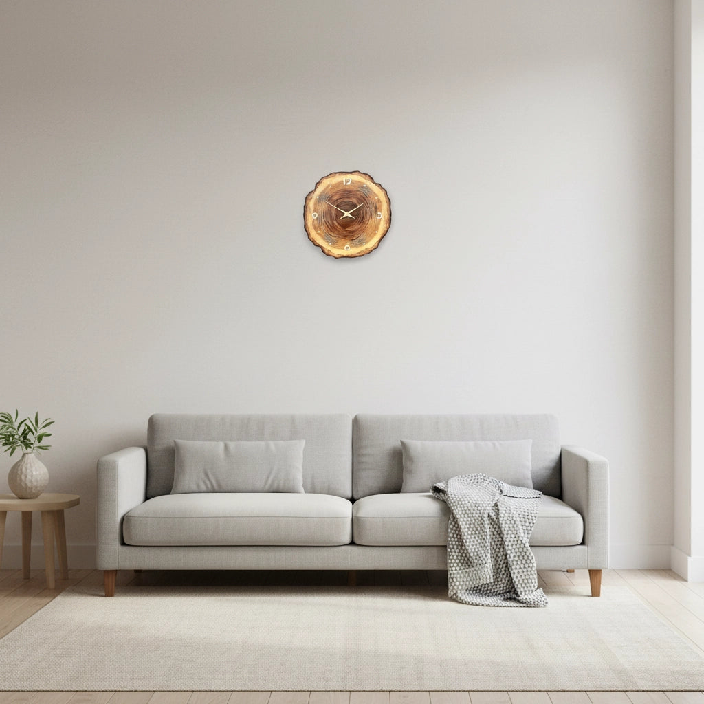 Horloge murale contour bois