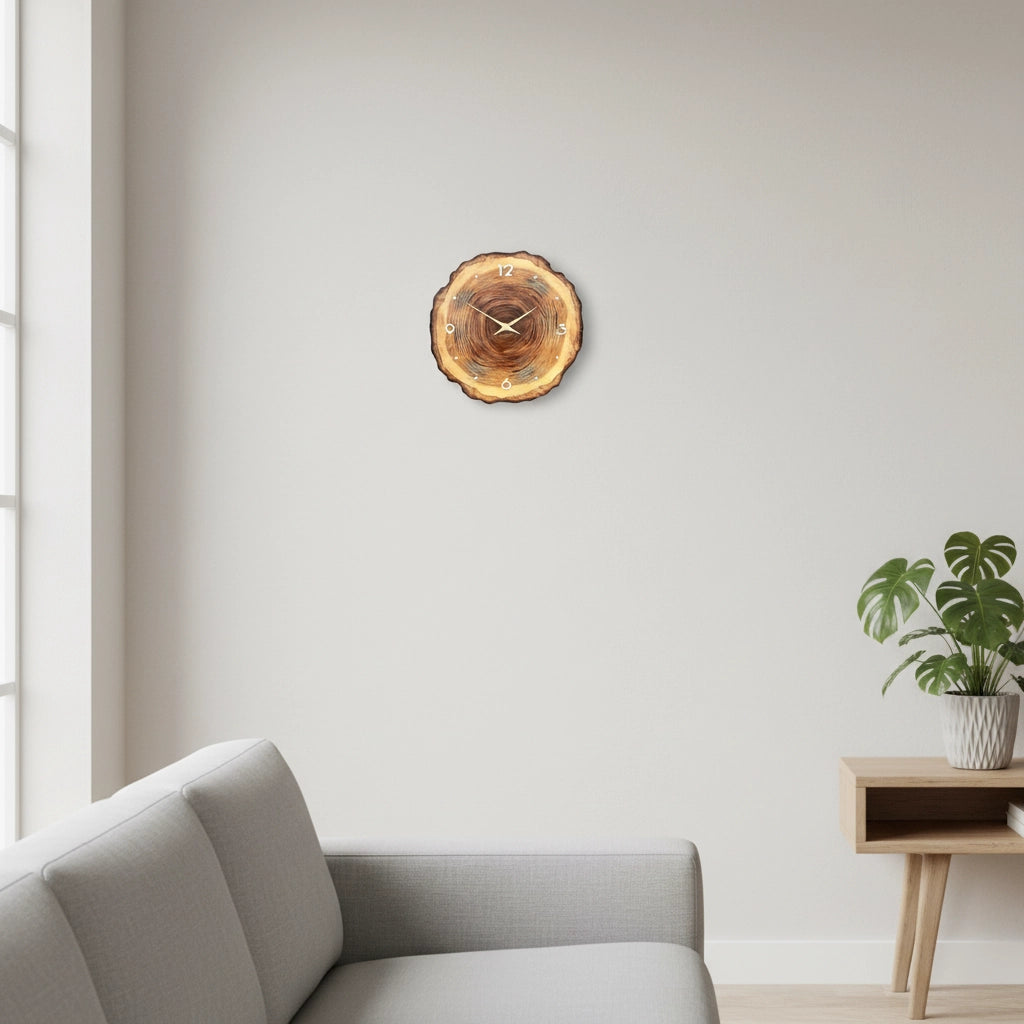 Horloge murale contour bois