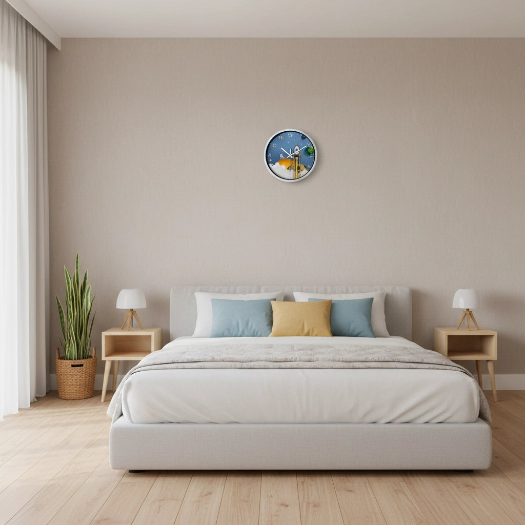 Horloge murale cosmos enfant bleu