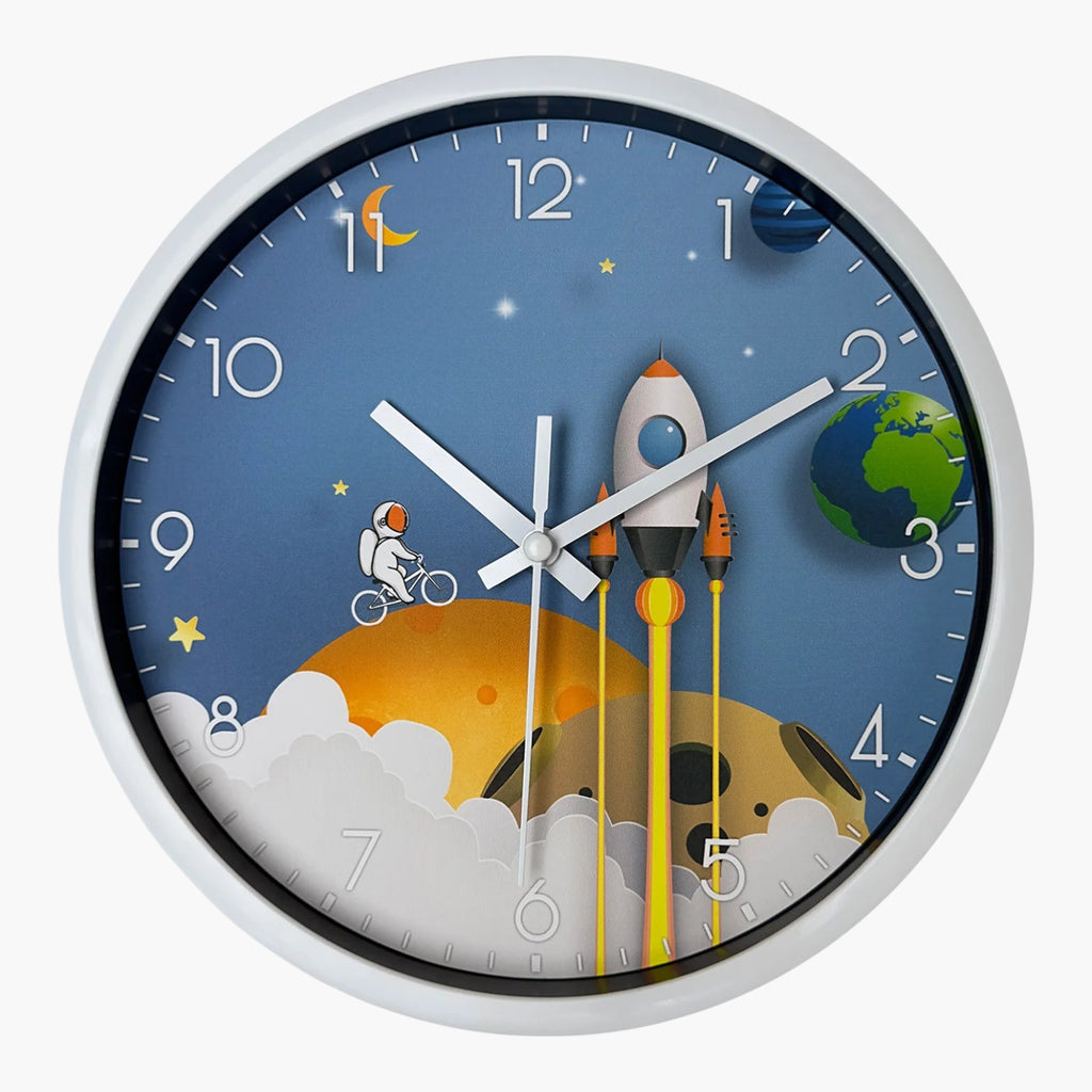 Horloge murale cosmos enfant bleu 20 cm