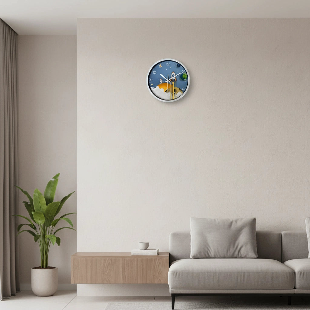 Horloge murale cosmos enfant bleu