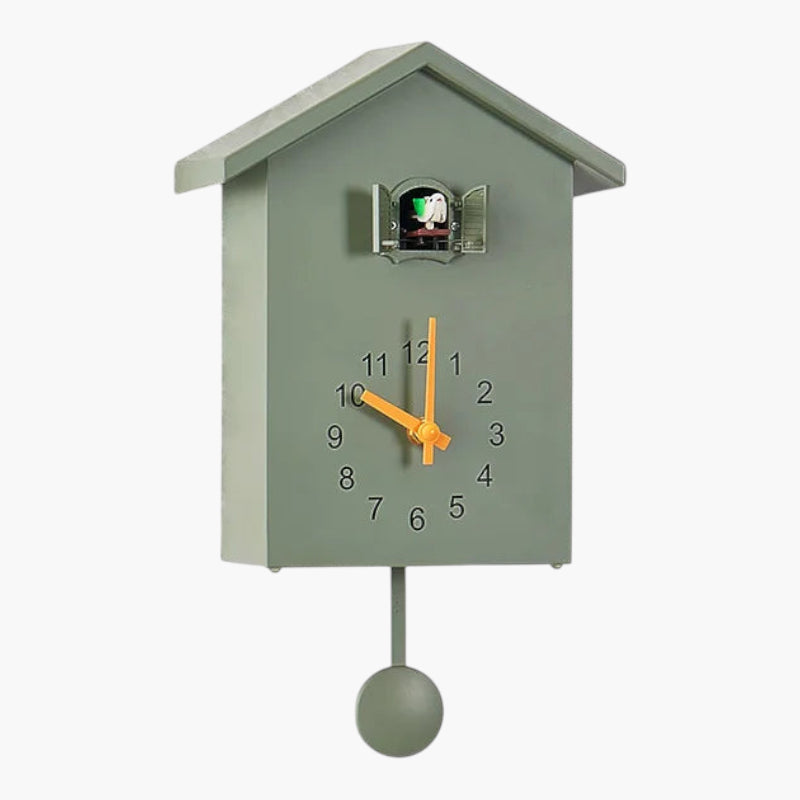 Horloge murale coucou moderne Vert 25 x 20 cm