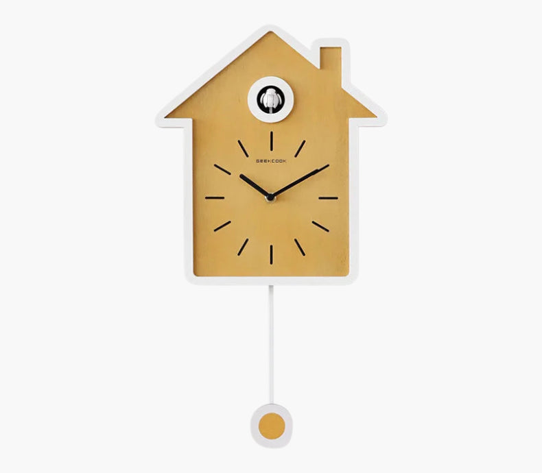 Horloge murale coucou originale Jaune 50 x 25 cm