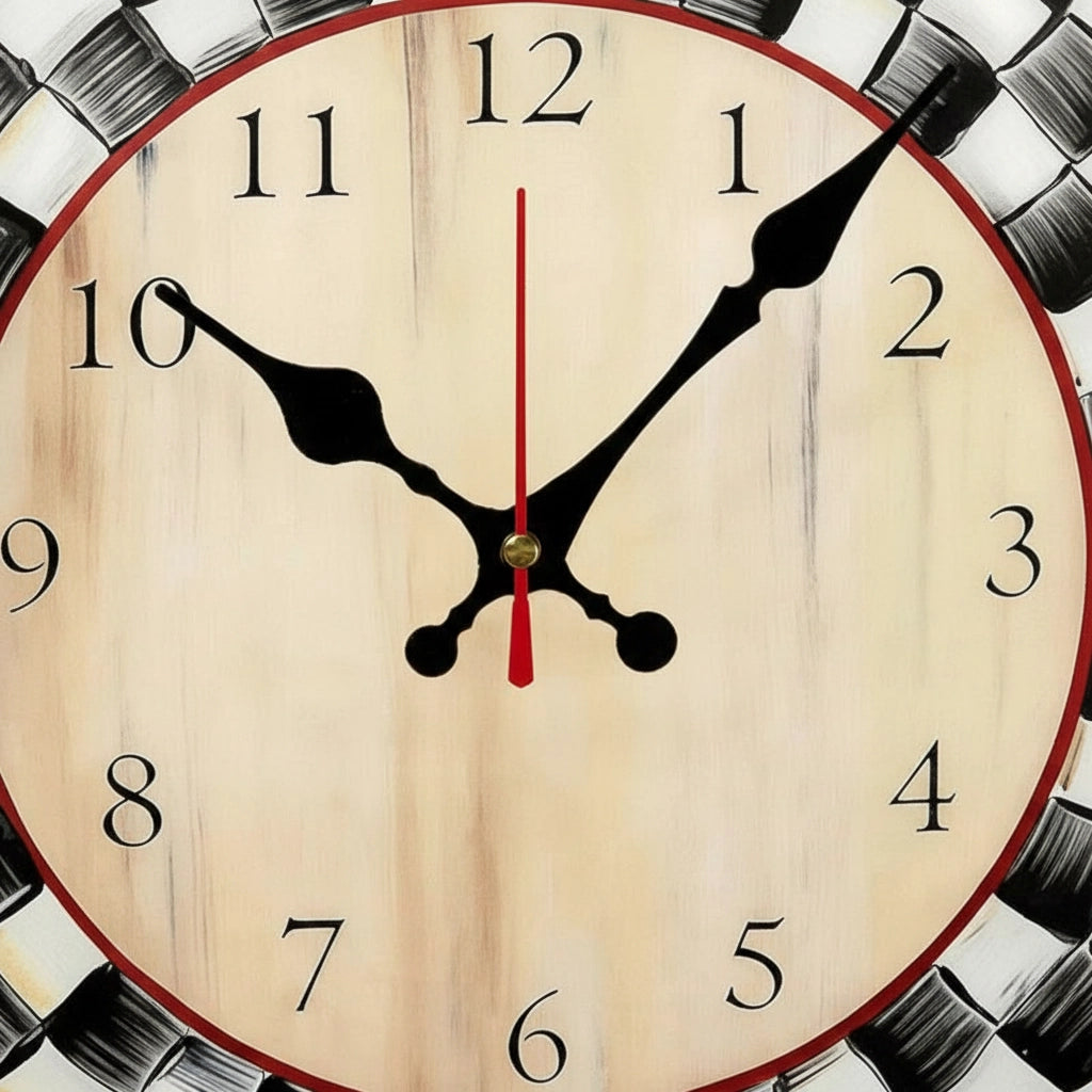 Horloge murale damier artisanal