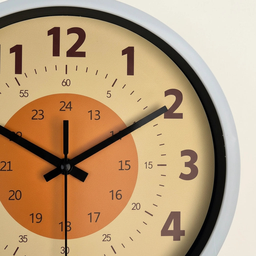Horloge murale éducative orange moderne Image