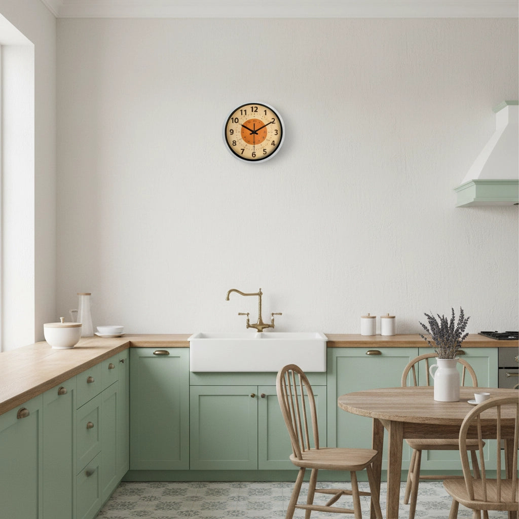 Horloge murale éducative orange moderne Image