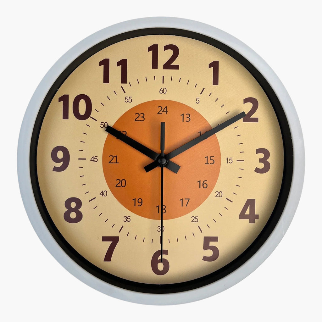 Horloge murale éducative orange moderne 35 cm