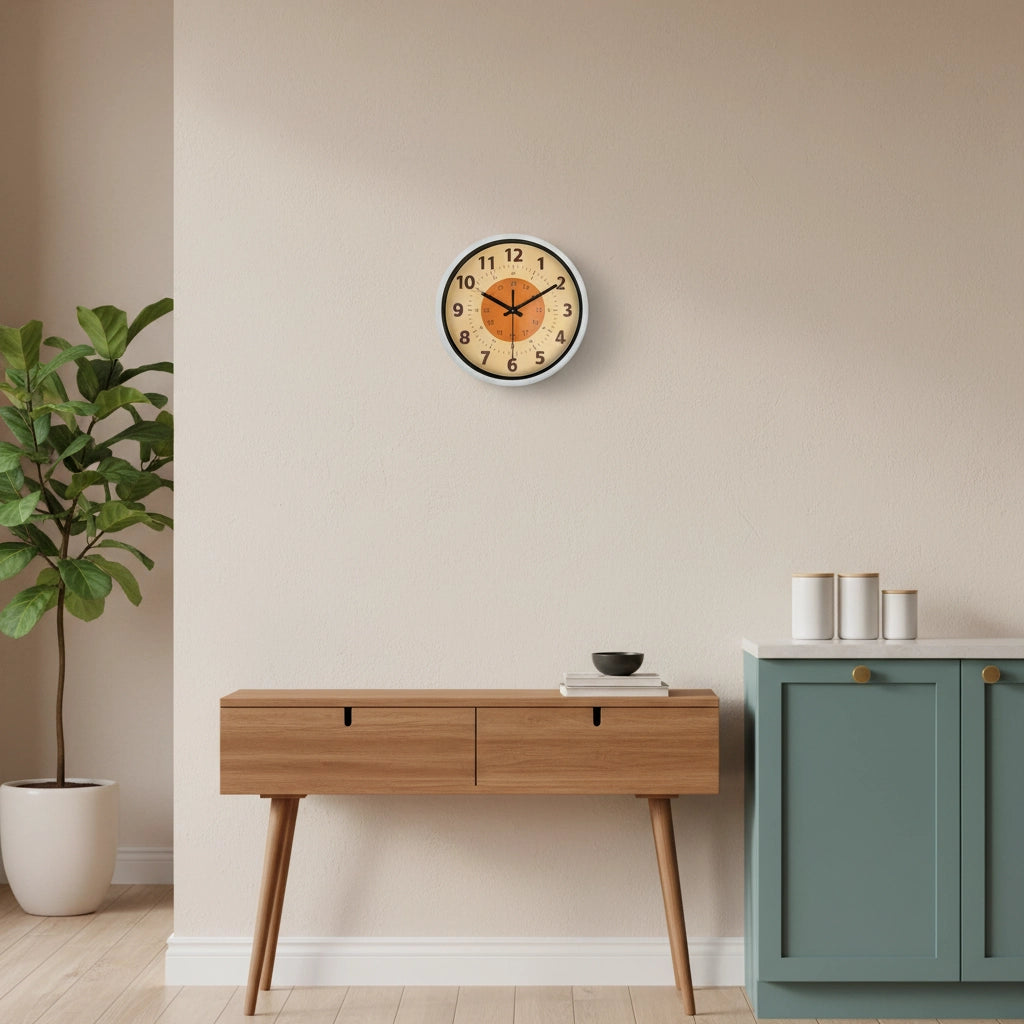 Horloge murale éducative orange moderne