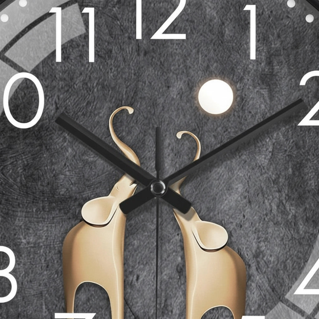 Horloge murale éléphants dorés verre