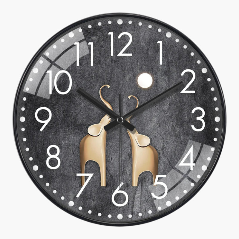 Horloge murale éléphants dorés verre A