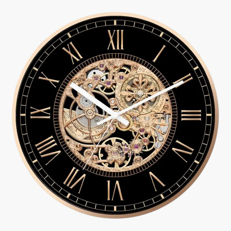 Horloge murale engrenage Noir & Or