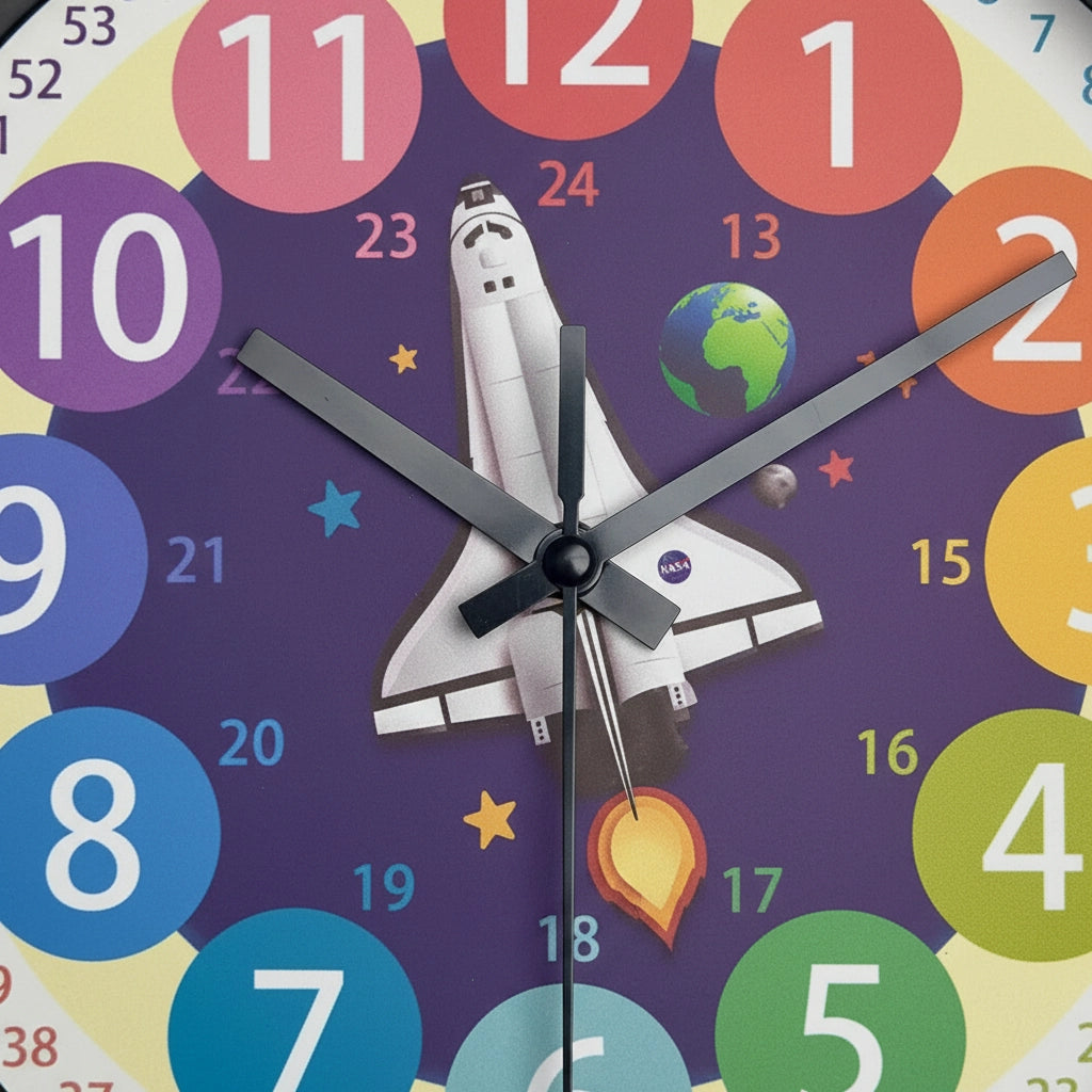 Horloge murale espace pédagogique violet