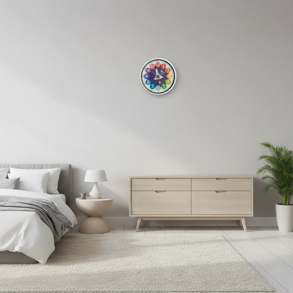 Horloge murale espace pédagogique violet