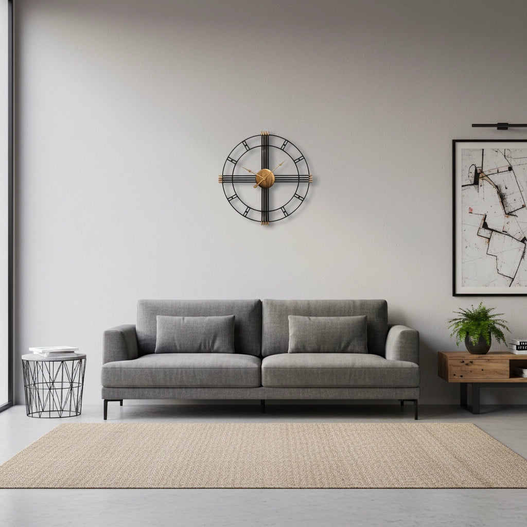 Horloge murale fer forgé noir