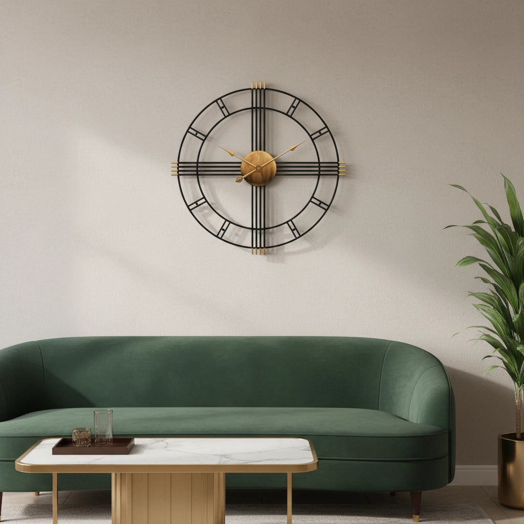 Horloge murale fer forgé noir