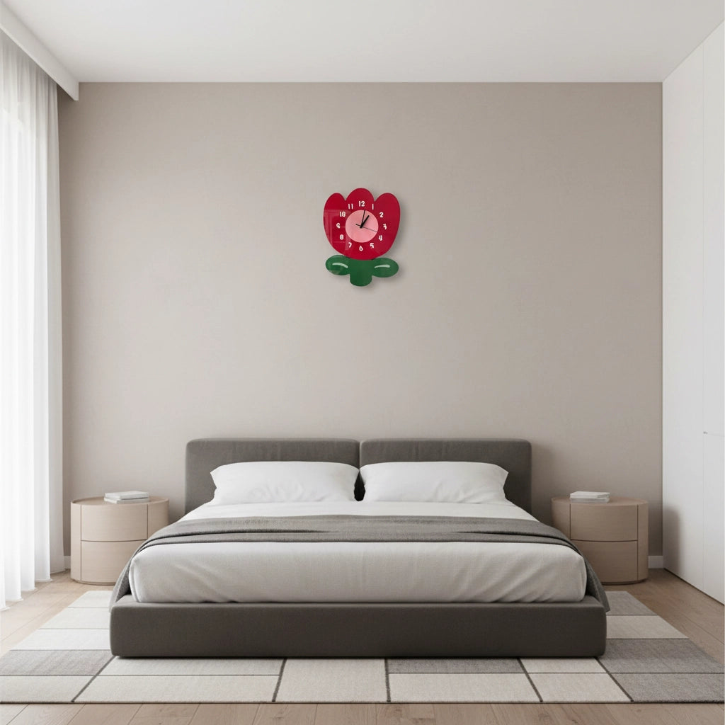 Horloge murale fleur acrylique silencieuse