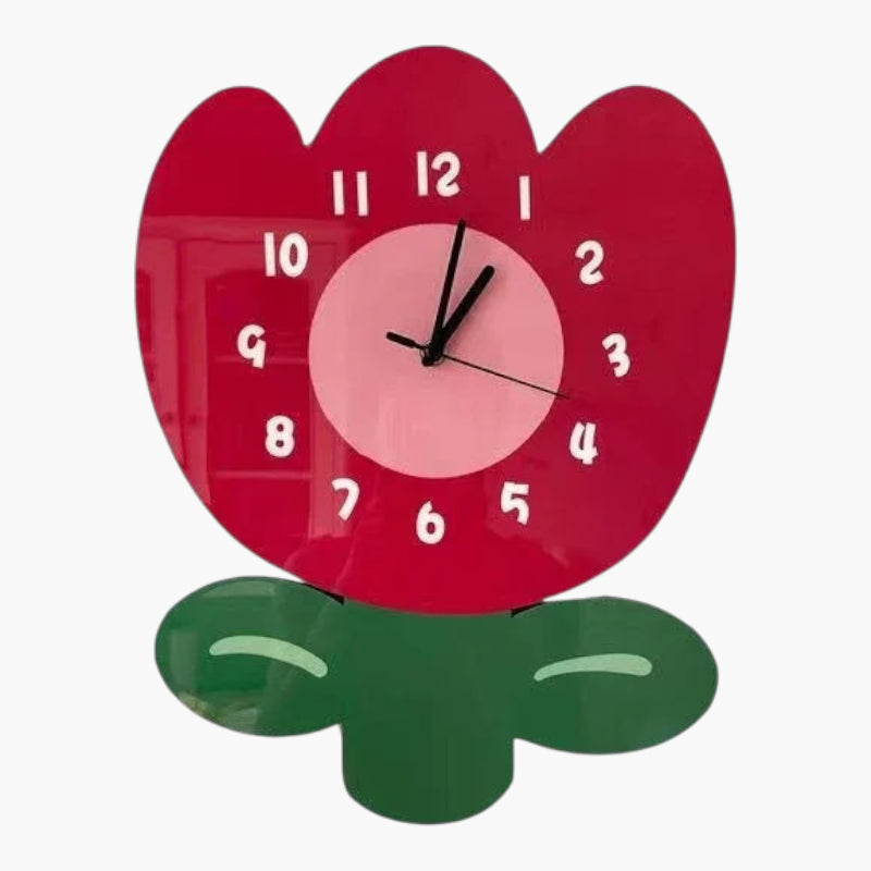 Horloge murale fleur acrylique silencieuse