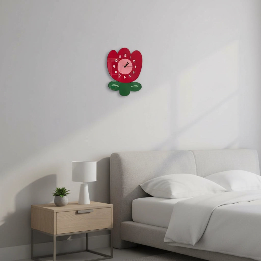 Horloge murale fleur acrylique silencieuse