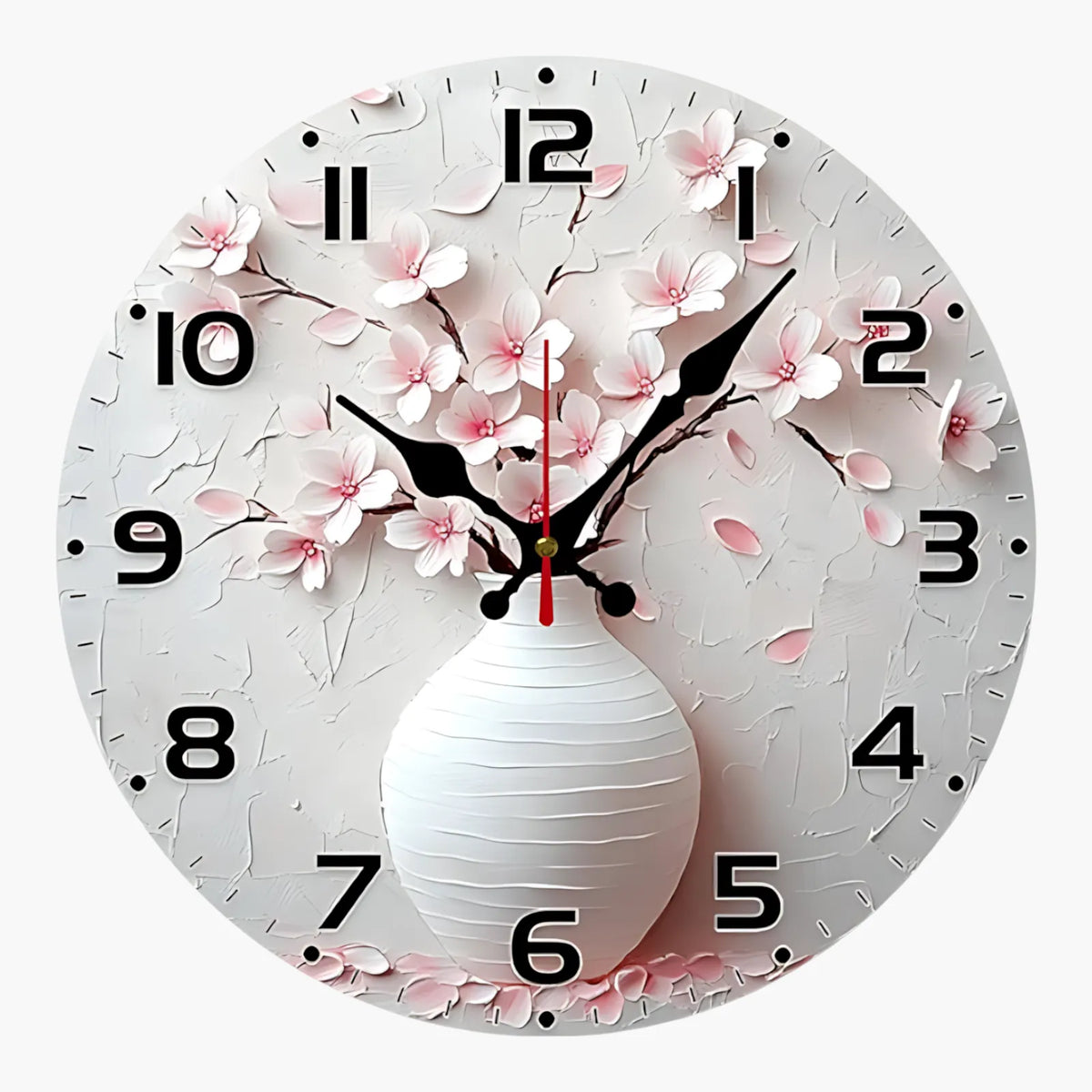 Horloge murale florale bois silencieuse 25 cm