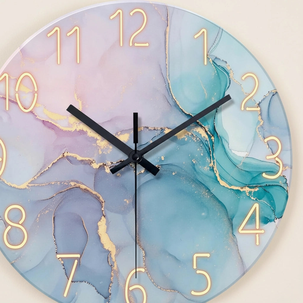 Horloge murale fluid art verre