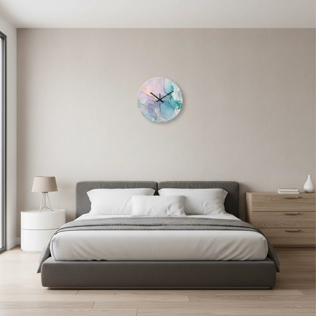 Horloge murale fluid art verre