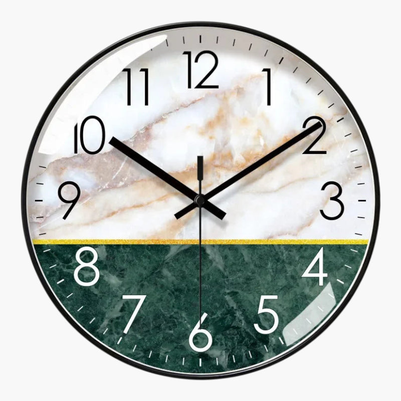 Horloge murale imprimé minéral silencieux Noir