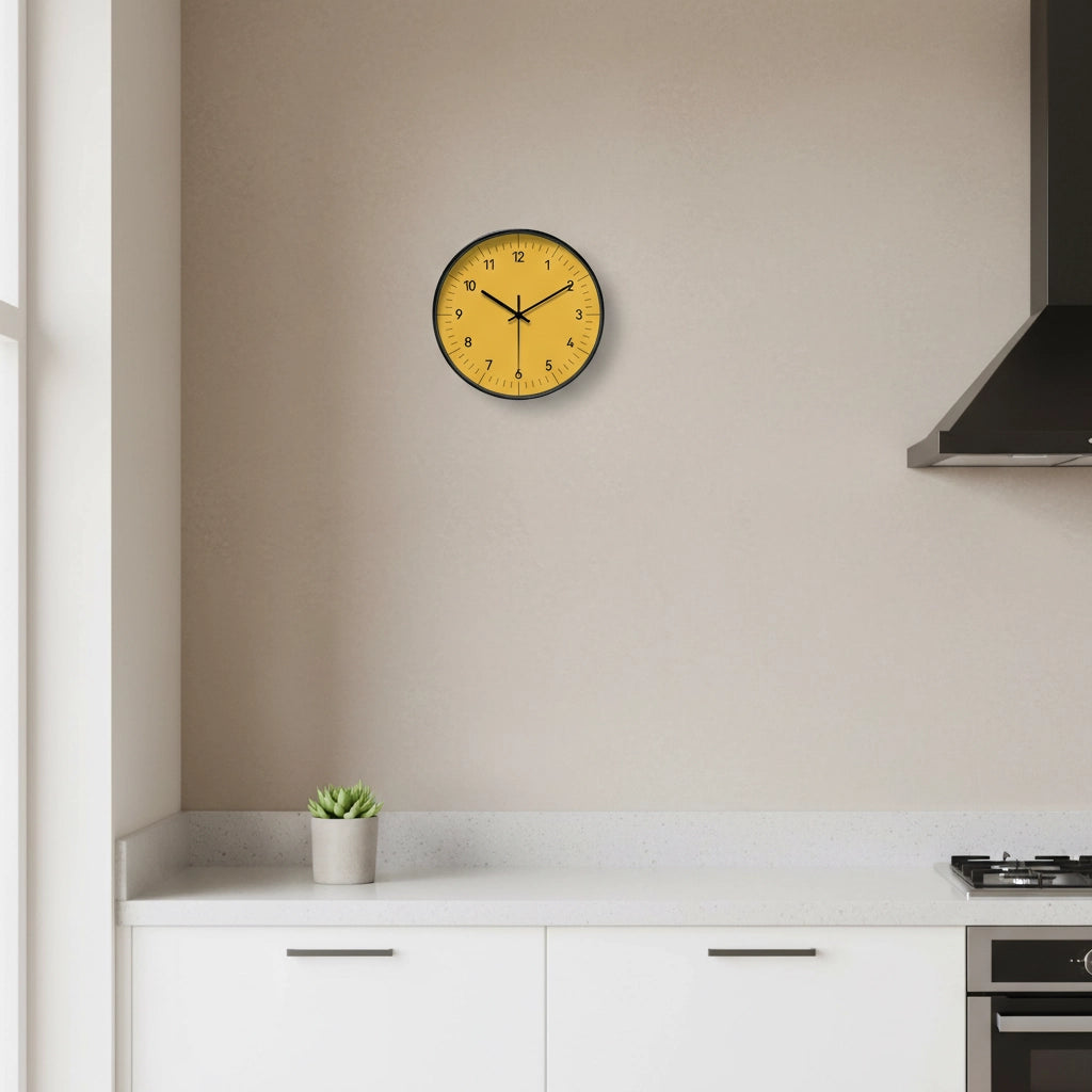 Horloge murale jaune noir silencieuse
