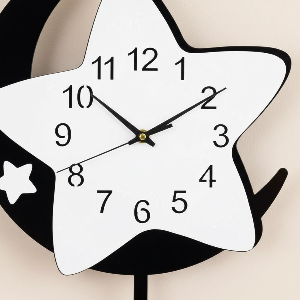 Horloge murale lune étoile enfant