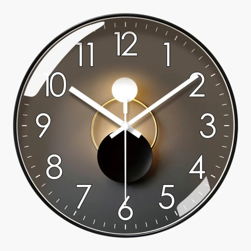 Horloge murale luxe verre silencieuse Noir