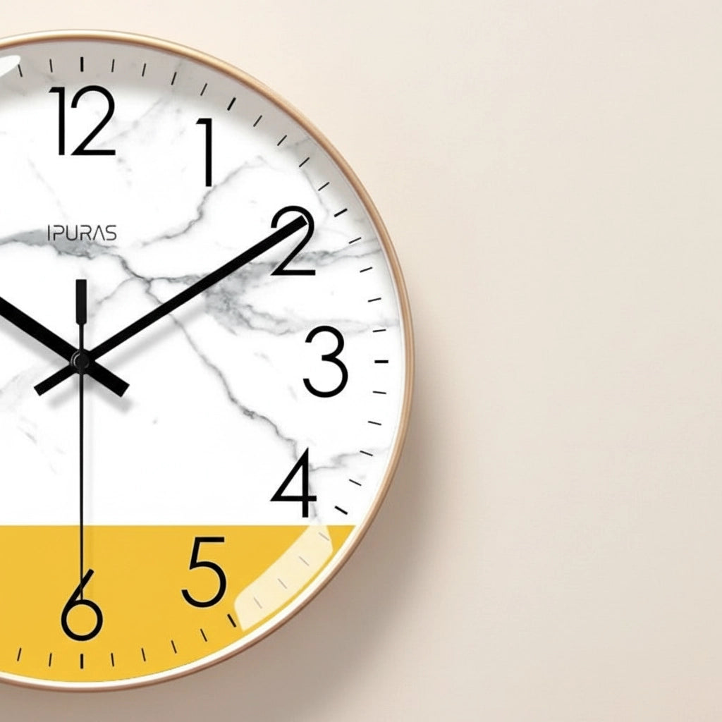 Horloge murale marbre doré nordique