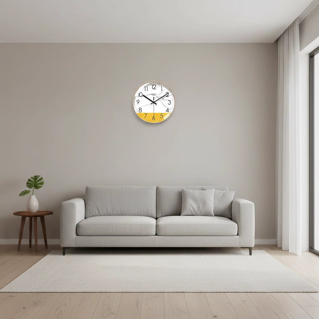 Horloge murale marbre doré nordique Image