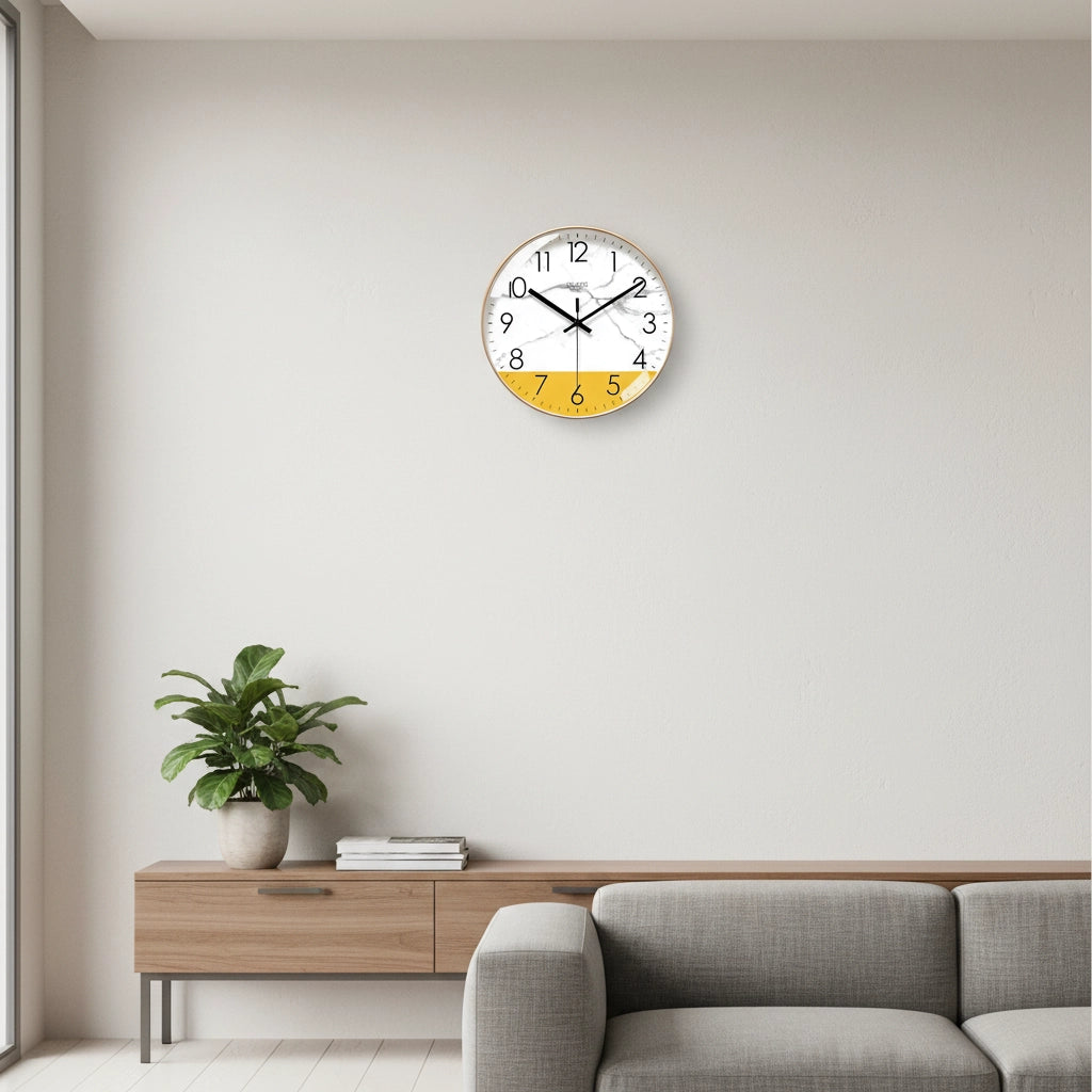 Horloge murale marbre doré nordique Image