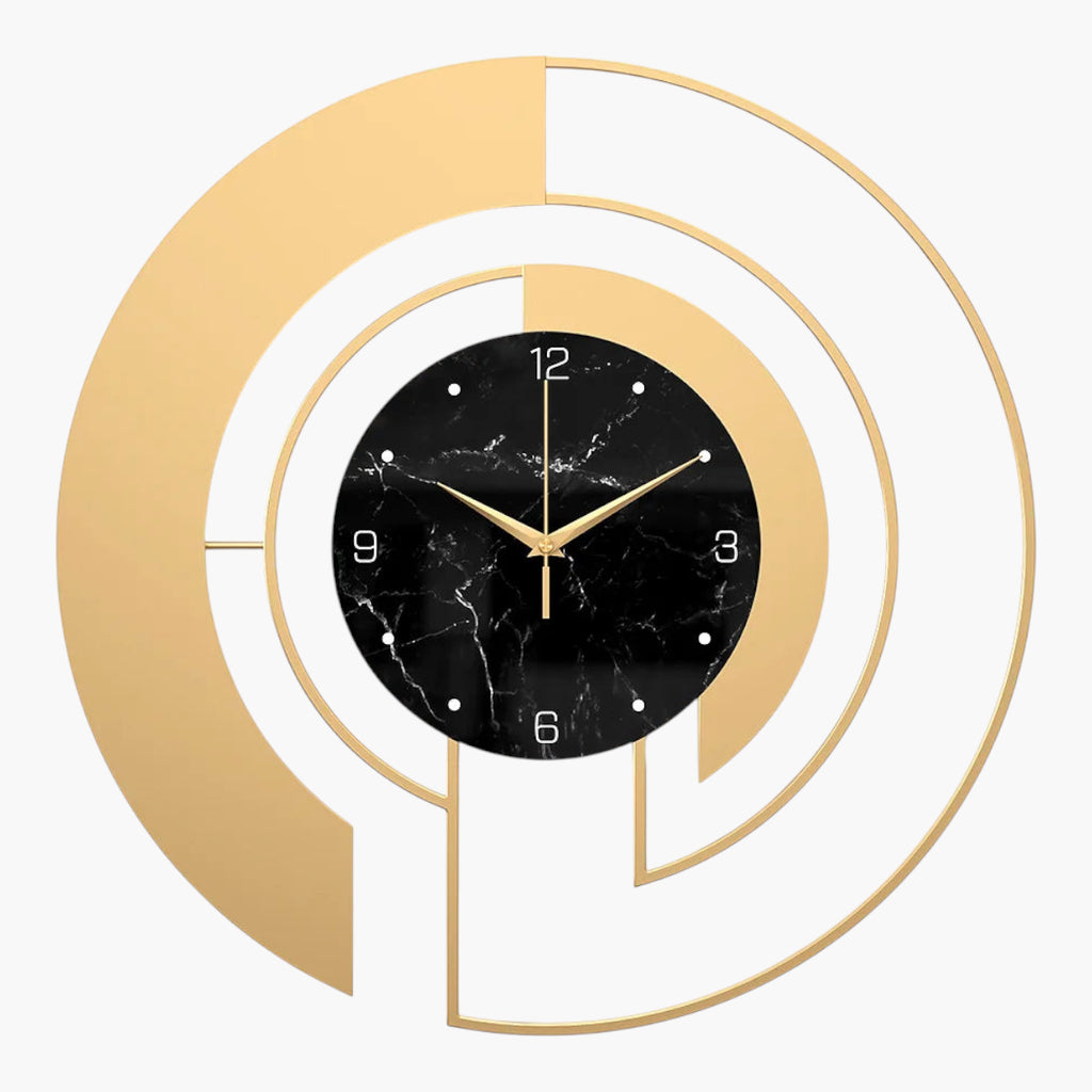 Horloge murale marbre noir Noir & Or 45 cm