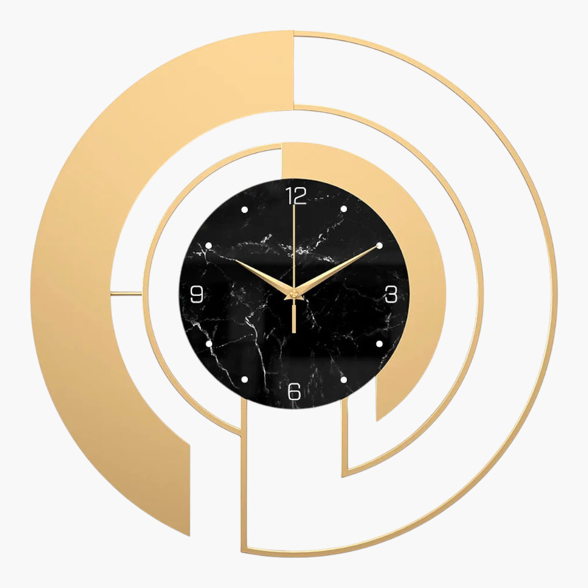 Horloge murale marbre noir Noir & Or 45 cm