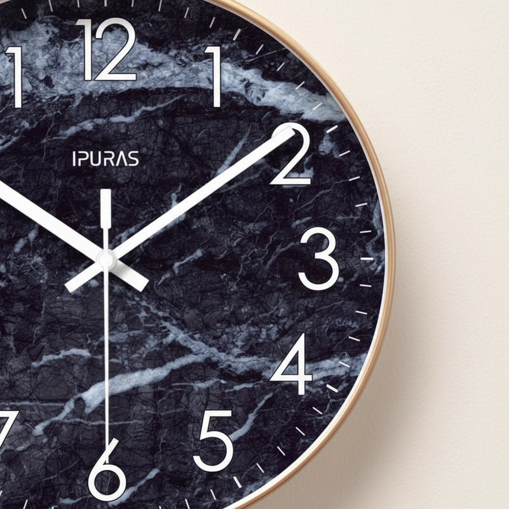 Horloge murale marbre verre bombé