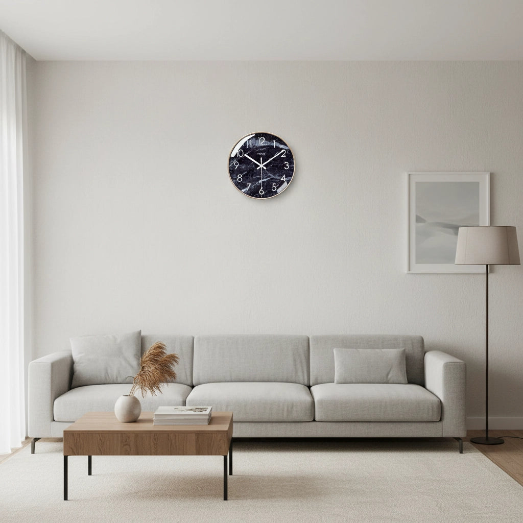 Horloge murale marbre verre bombé