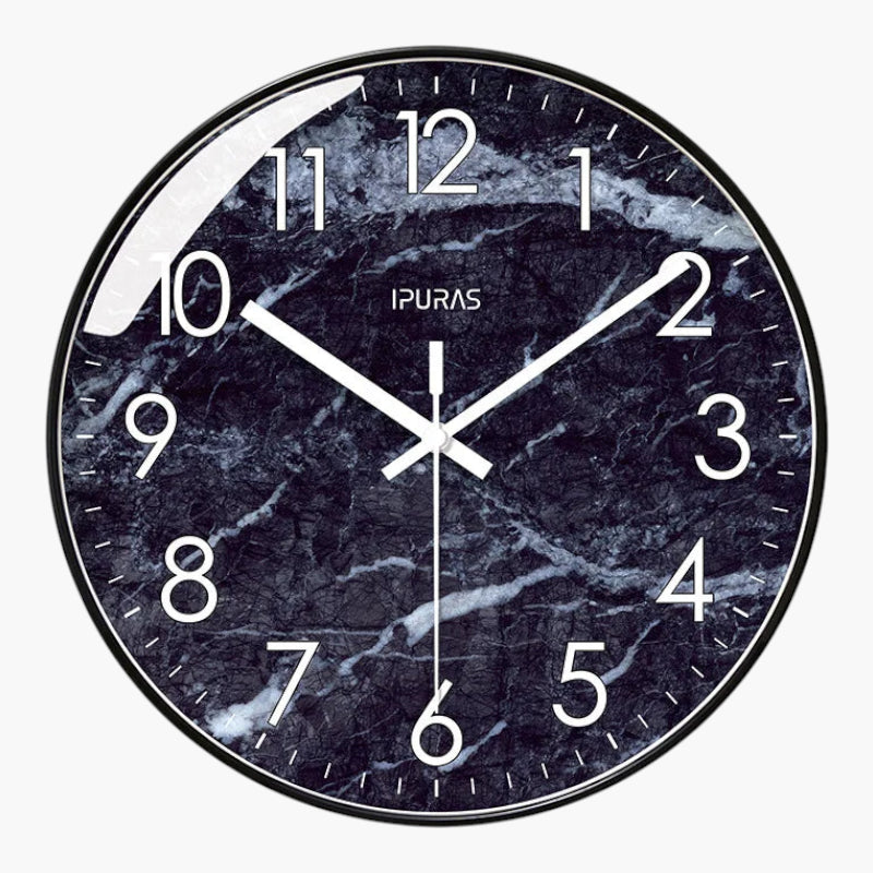 Horloge murale marbre verre bombé Noir