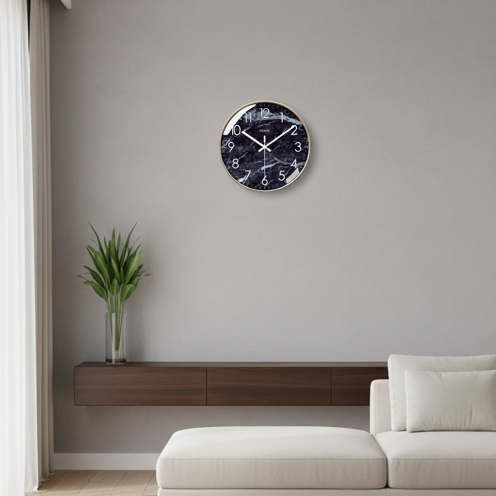 Horloge murale marbre verre bombé Image
