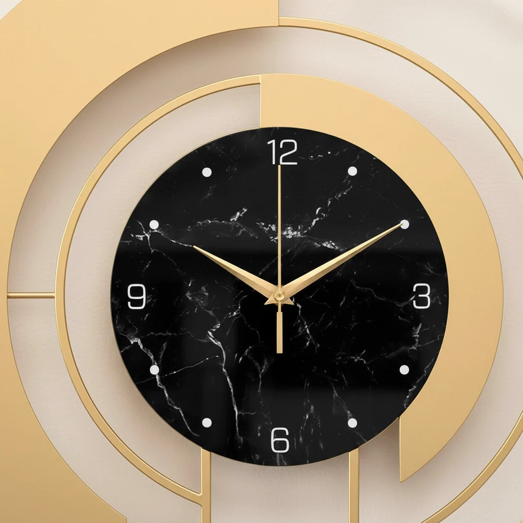 Horloge murale marbre noir
