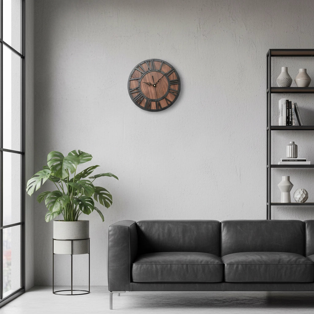 Horloge murale marron noire Image