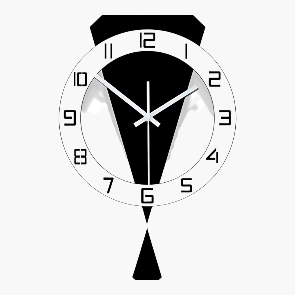 Horloge murale moderne avec balancier Noir & Blanc 39 x 25 cm