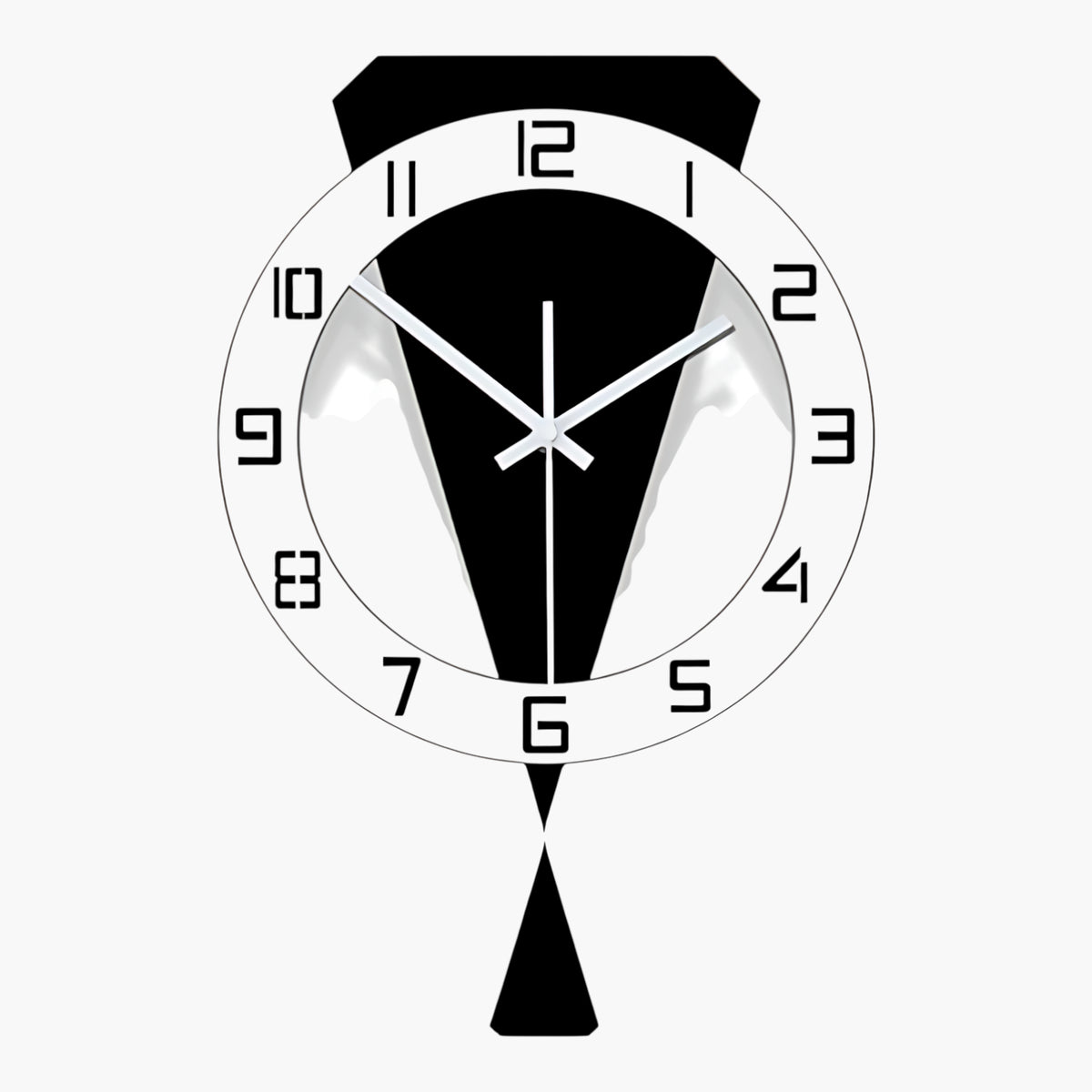 Horloge murale moderne avec balancier Noir & Blanc 39 x 25 cm