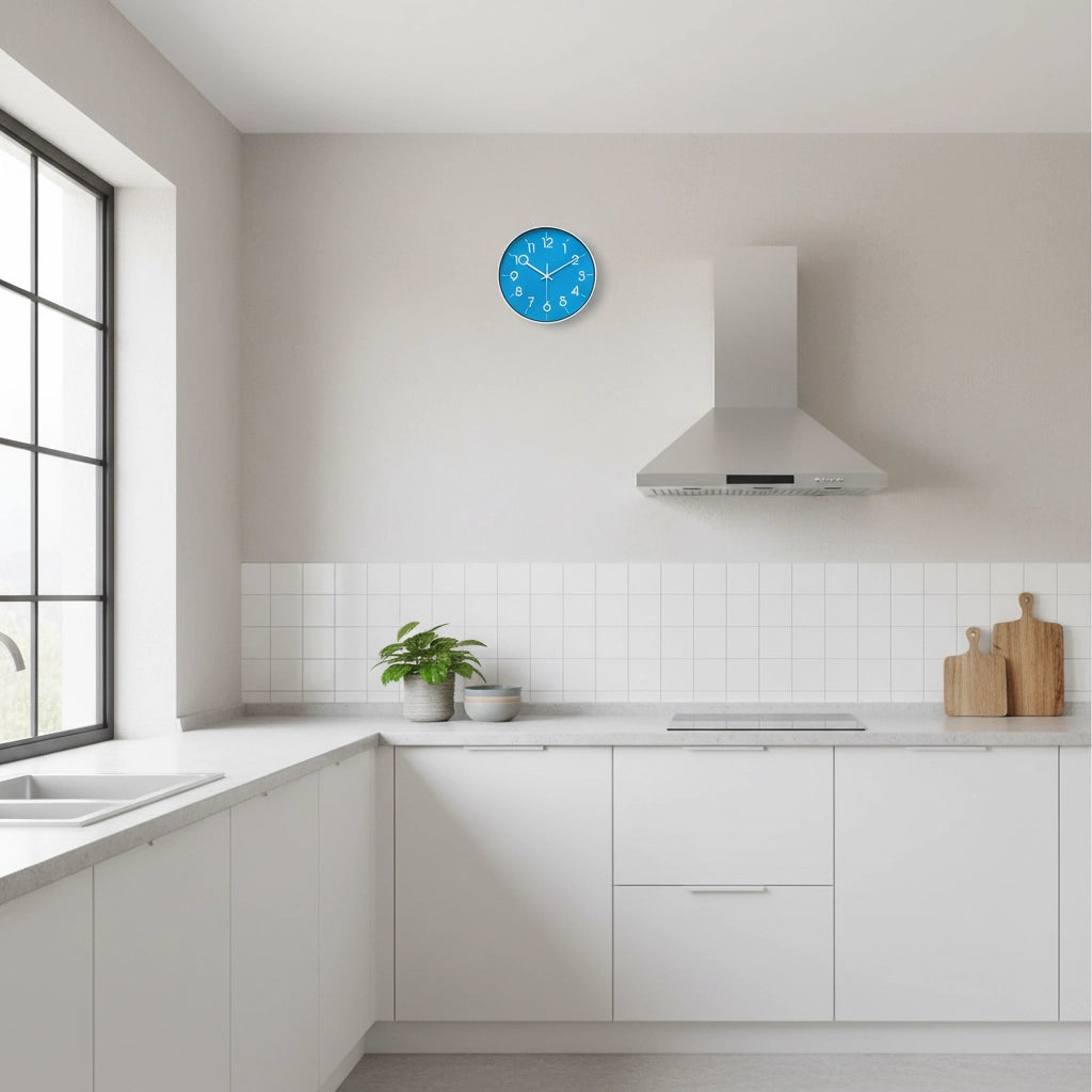 Horloge murale moderne bleu silencieuse