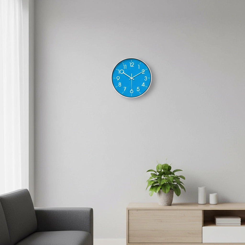 Horloge murale moderne bleu silencieuse