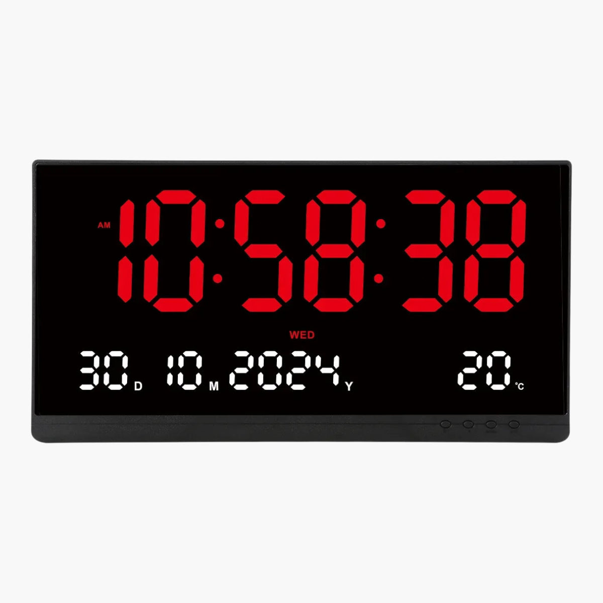 Horloge murale numérique avec thermomètre intérieur Rouge 48 x 25 cm