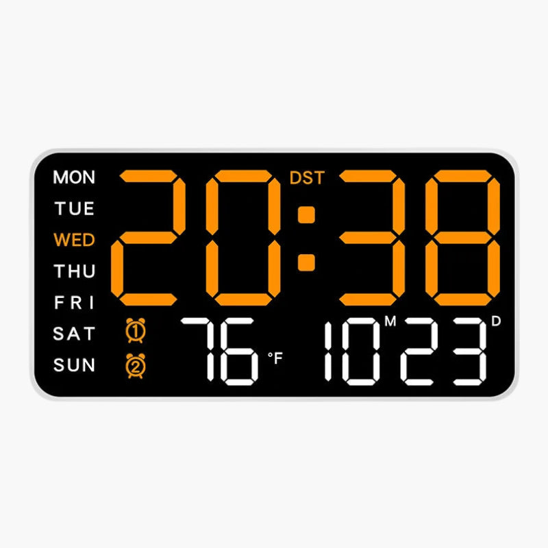 Horloge murale numérique led Orange Blanc