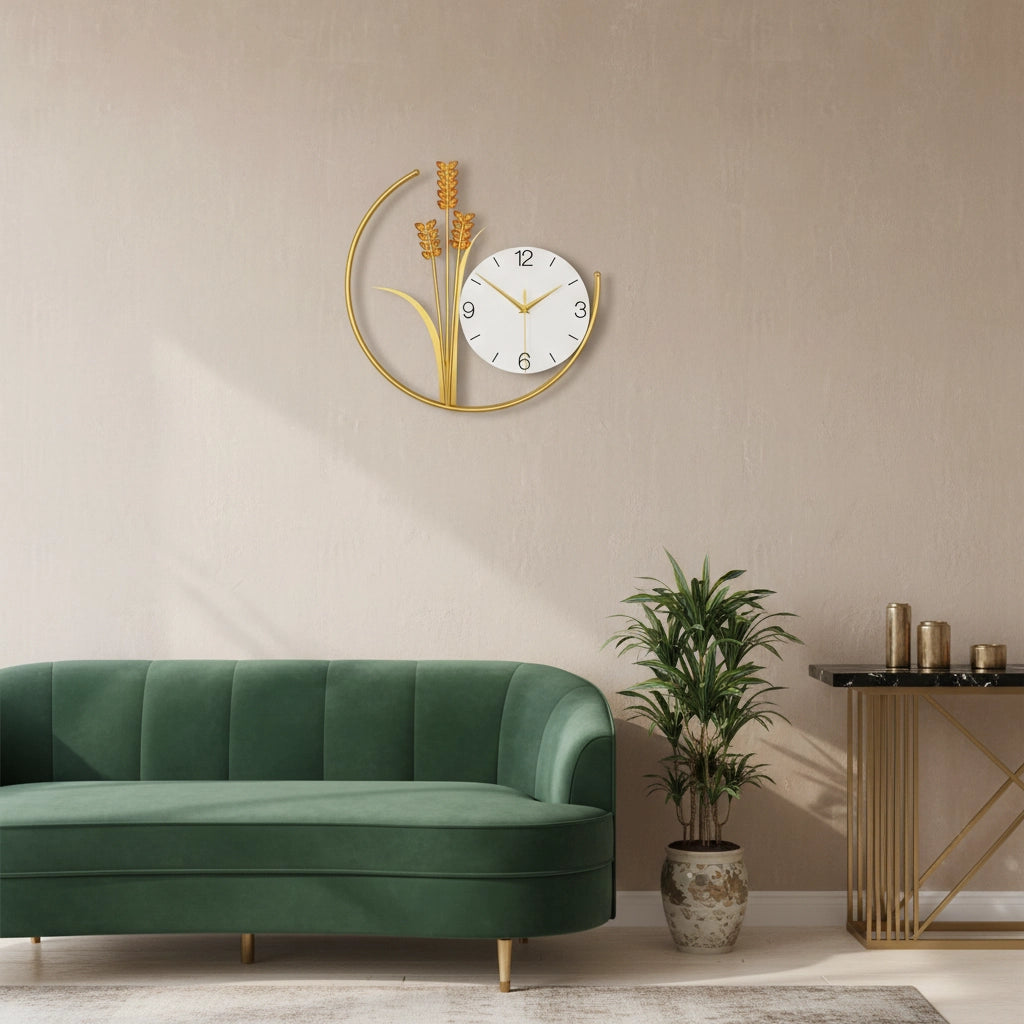 Horloge murale orge doré asymétrique Image