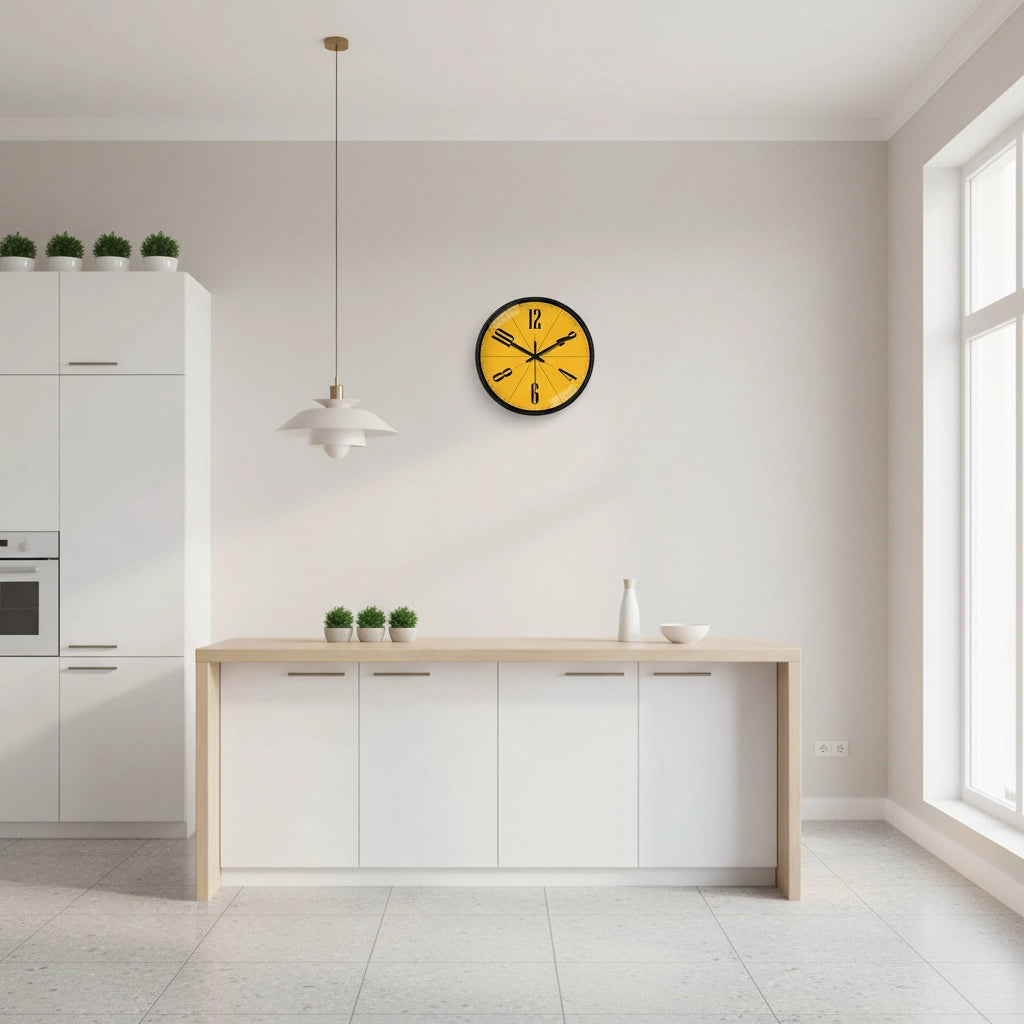 Horloge murale originale jaune