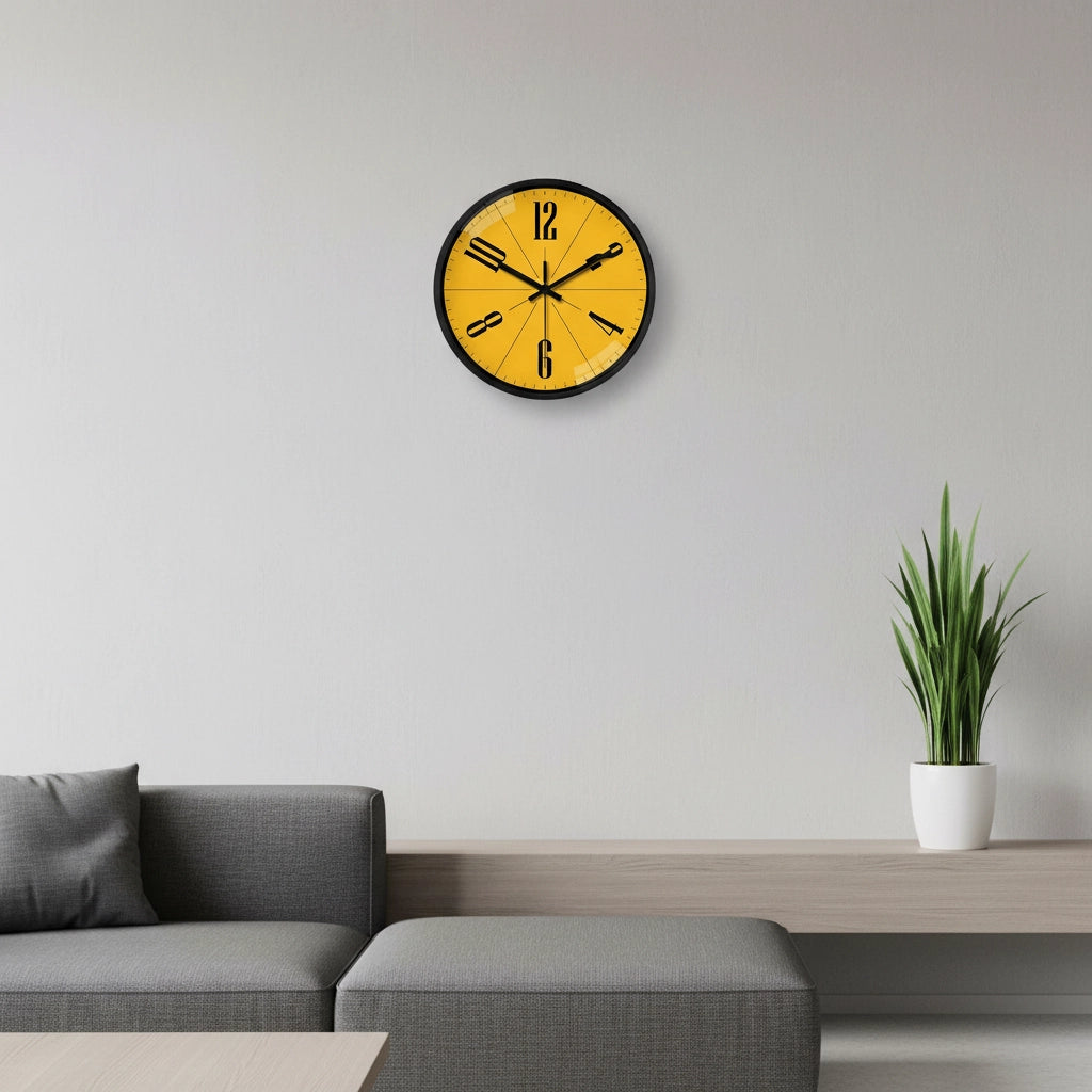 Horloge murale originale jaune