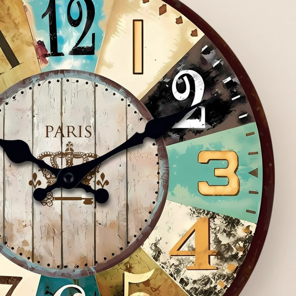 Horloge murale patchwork paris mdf Image